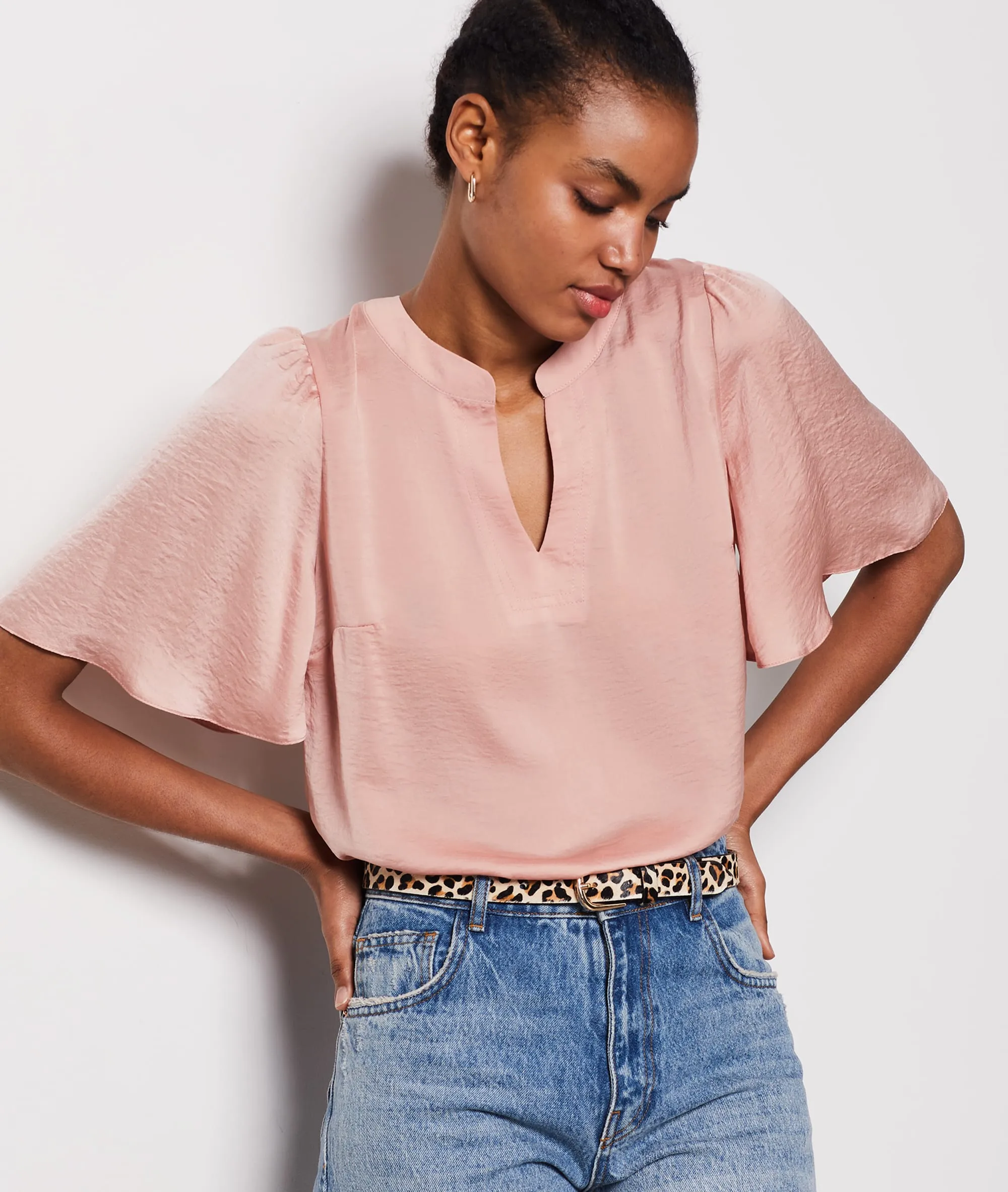 Camiseta manga corta satinada A KATE BLUSH - ETAM