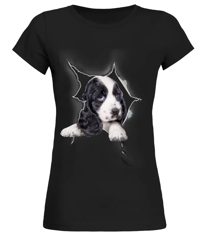 Cocker Spaniel Heartbeat Funny Shirt Camiseta cuello redondo Mujer