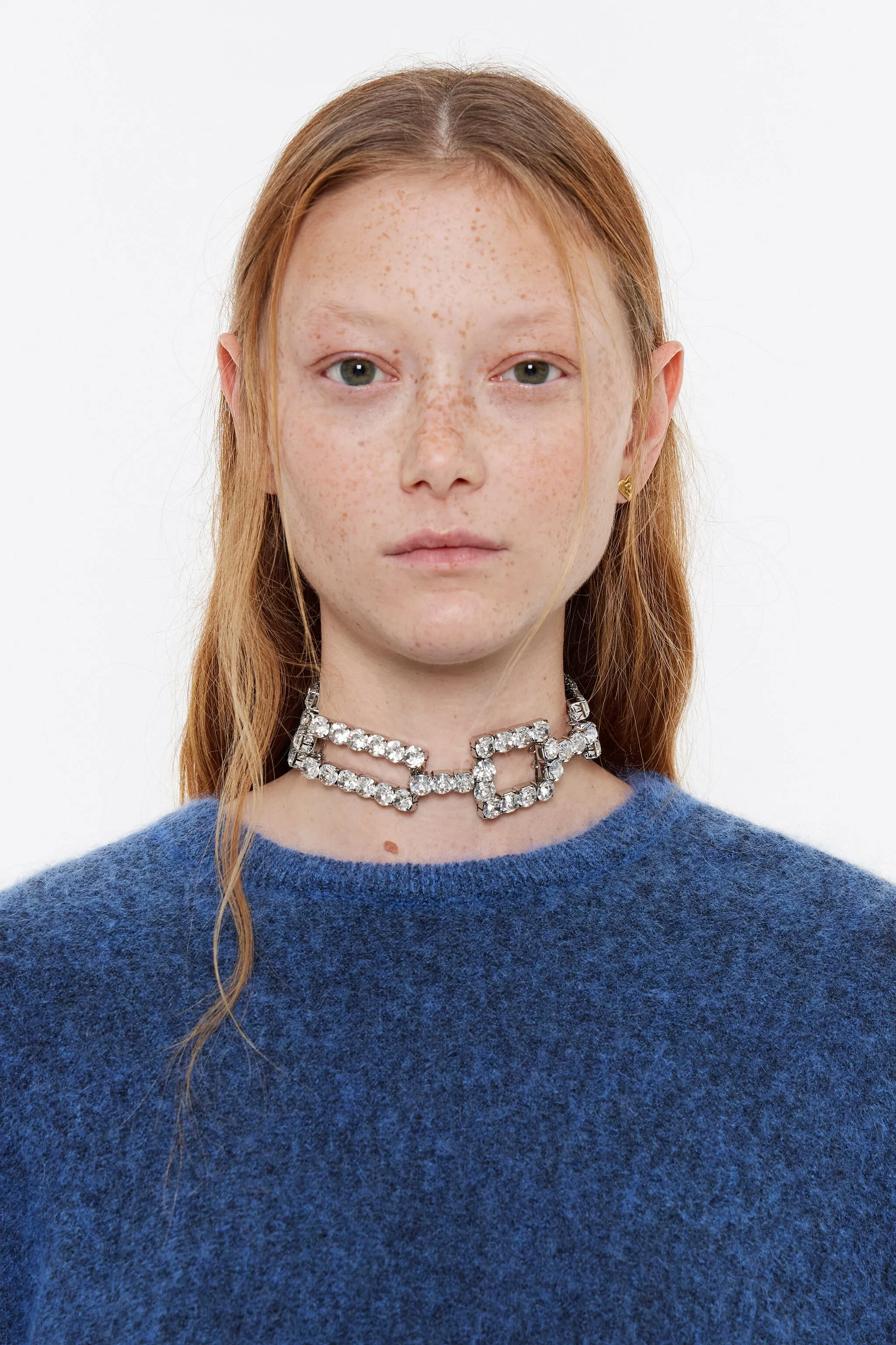 Collar choker cristales plateado
