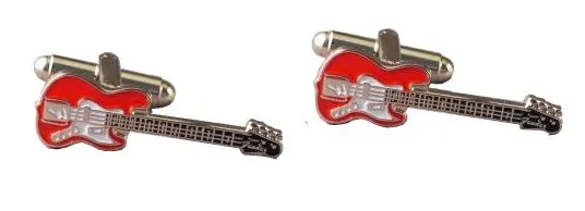 Gemelos para camisa Guitarra Bajo Eléctrico Roja
