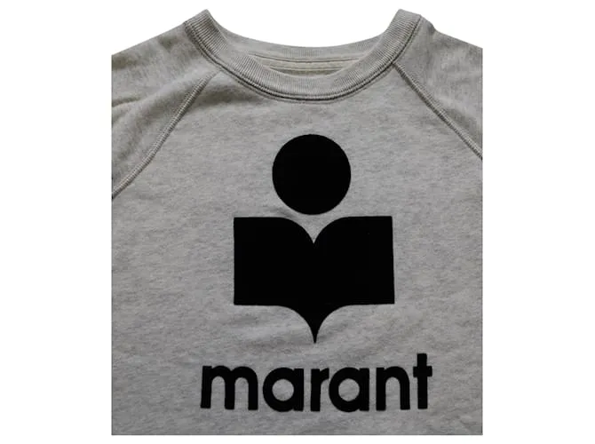 Isabel Marant Etoile Milly Jersey de cuello redondo con logotipo de algodón y poliéster gris 
