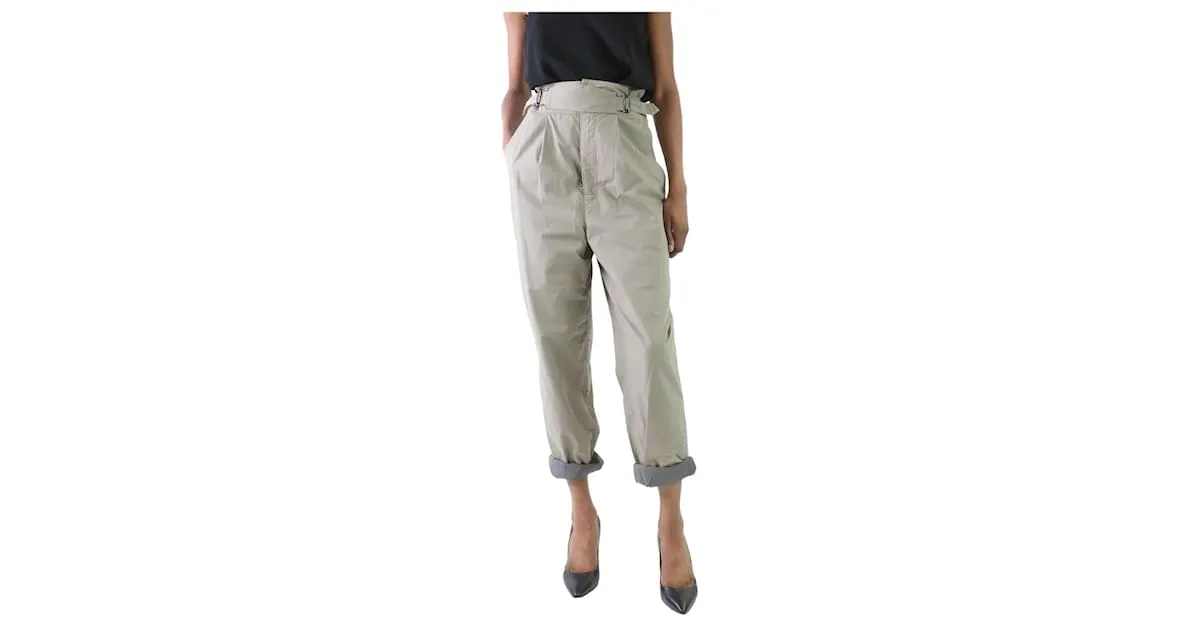 Isabel Marant Pantalón globo verde con cinturón - talla UK 6 