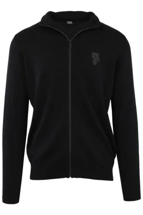 Jersey negro con cremallera y logo engomado de Karl