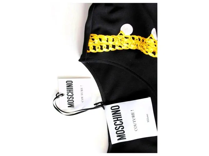 ,,MOSCHINO COUTURE "MINI VESTIDO DE JERSEY CON ESTAMPADO * Gr. L * Negro 