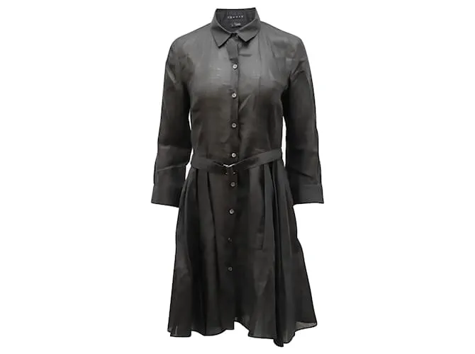 VESTIDO CAMISERO CON CINTURÓN THEORY Negro 