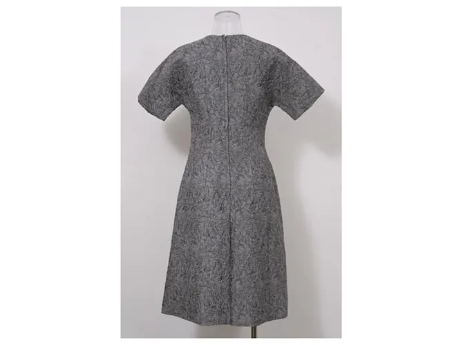 Vestido Dolce & Gabbana Jacquard con cinturón en poliéster gris 